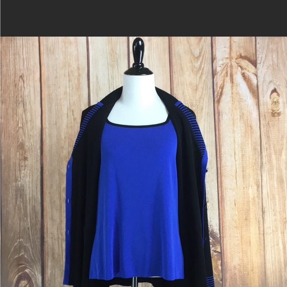 MISOOK 2pc Black/Blue Tank and Cardigan Medium - Picture 3 of 4
